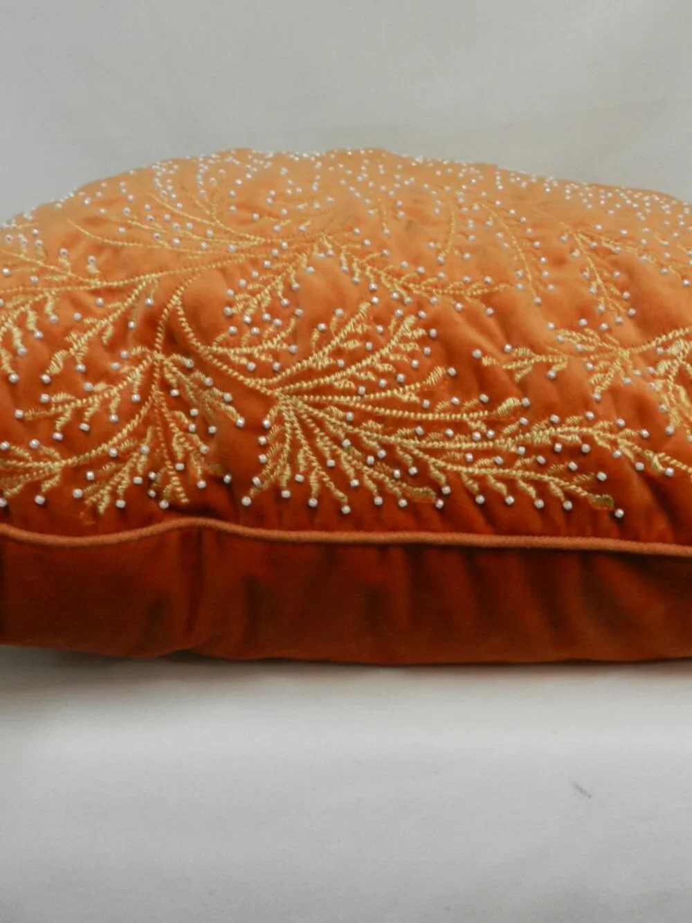 Lacourte Beaded Embroidered Tree Velvet throw pillow set 2 pair peach 18